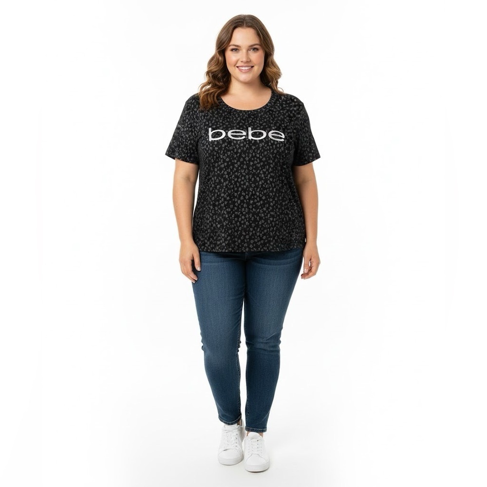 Bebe Gray Boxy Short Sleeve T-Shirt